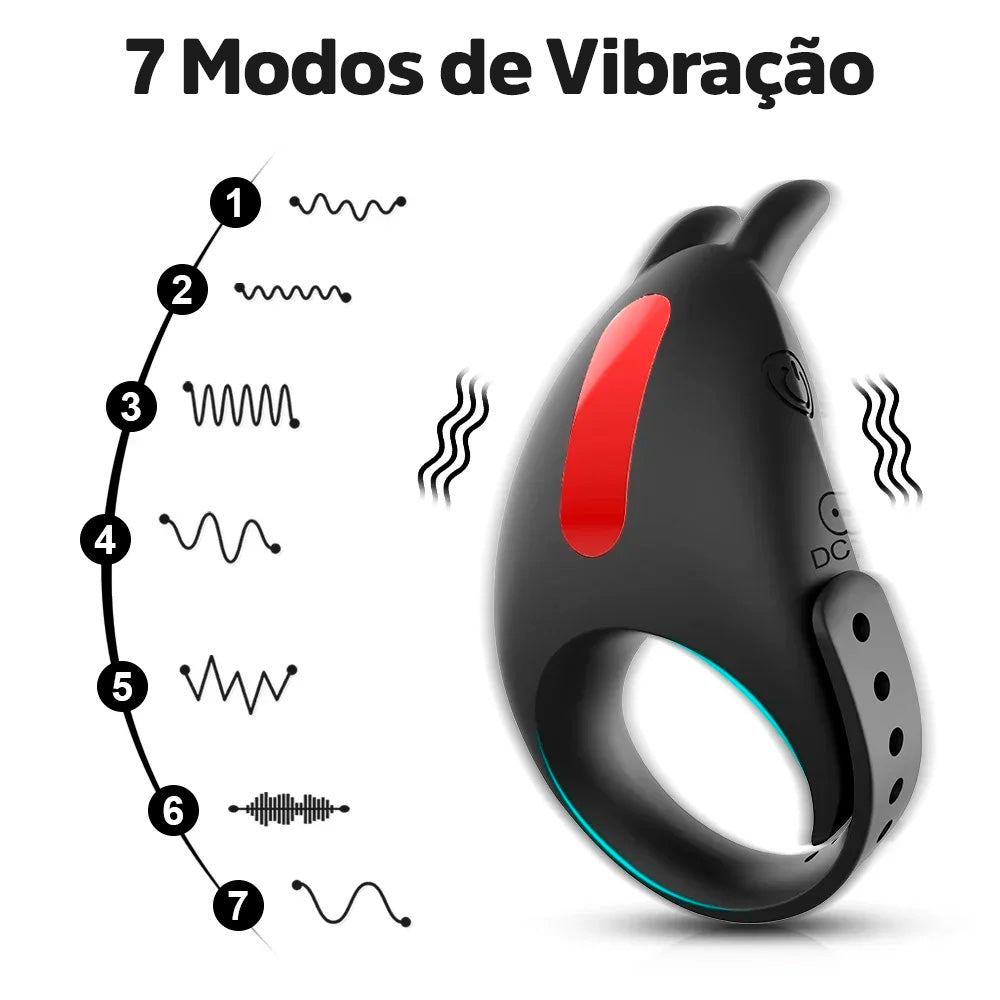 ANEL PENIANO VIBRADOR RABBIT AJUSTÁVEL COM CONTROLE REMOTO