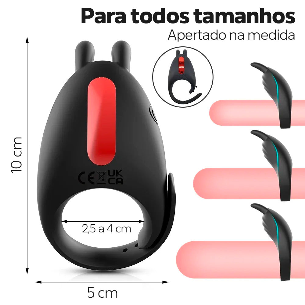 ANEL PENIANO VIBRADOR RABBIT AJUSTÁVEL COM CONTROLE REMOTO