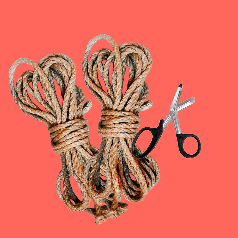 KIT SHIBARI INICIANTE BY JUNO NEDEL - 2 Cordas de Juta + Tesoura de Segurança