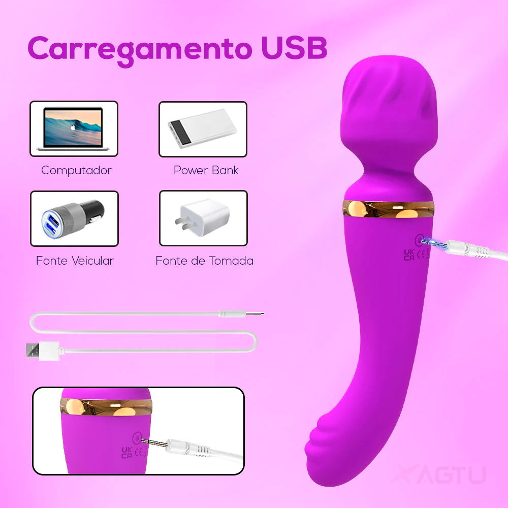 VIBRADOR DUPLO VARINHA MÁGICA E DILDO FADA