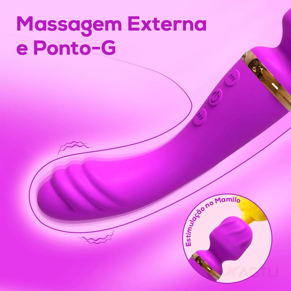 VIBRADOR DUPLO VARINHA MÁGICA E DILDO FADA